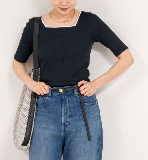 NOLLEY'S「《手洗い可能》五分袖スクエアテレコプルオーバーカットソー」|Tシャツ・カットソー|