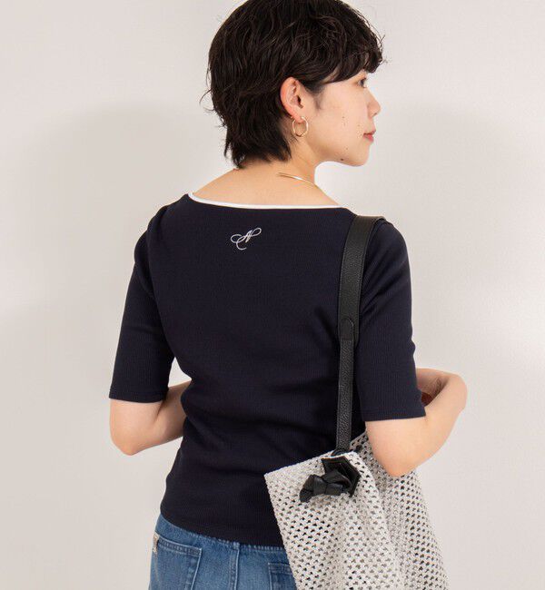 NOLLEY'S「《手洗い可能》五分袖スクエアテレコプルオーバーカットソー」|Tシャツ・カットソー|