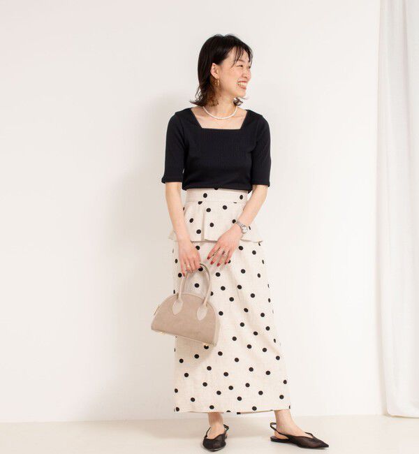 NOLLEY'S「《手洗い可能》五分袖スクエアテレコプルオーバーカットソー」|Tシャツ・カットソー|