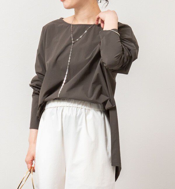 NOLLEY'S「《高機能/セットアップ対応》ウォッシャブルラッシュガードボートネックシャツ」|シャツ・ブラウス|チャコールグレー