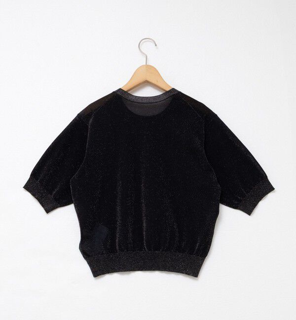 NOLLEY'S「《手洗い可能》《アンサンブル対応》シアーラメ天竺5分袖プルオーバーニット」|ニット・セーター|