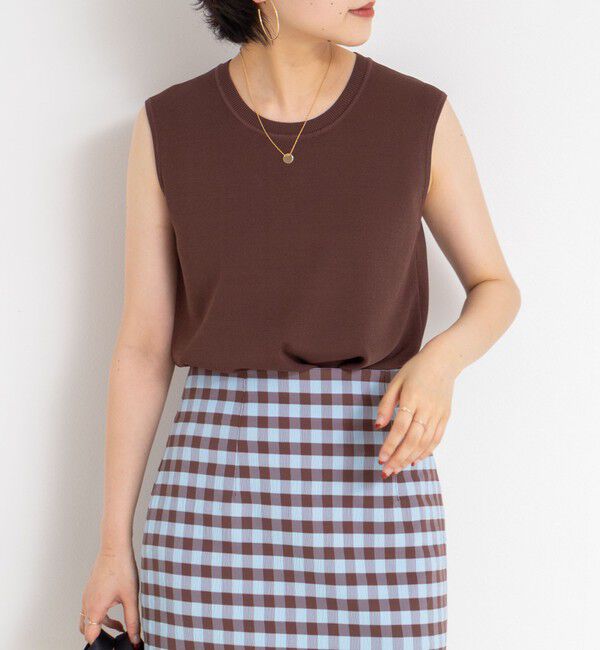 NOLLEY'S sophi「《アンサンブル対応/手洗い可能》マルチファンクション総針ノースリーブプルオーバーニット」|ニット・セーター|ダークブラウン