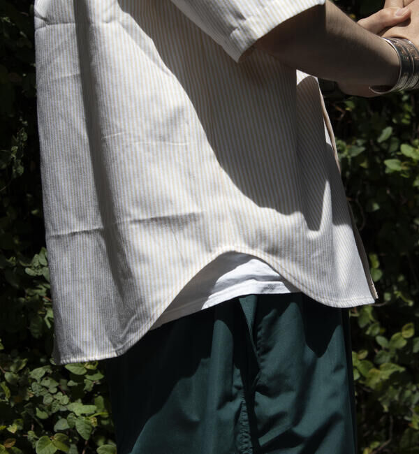 GLOSTER「【GLOSTER/グロスター】オーバーサイズ オックスボタンダウン ストライプシャツ 半袖」|シャツ・ブラウス|