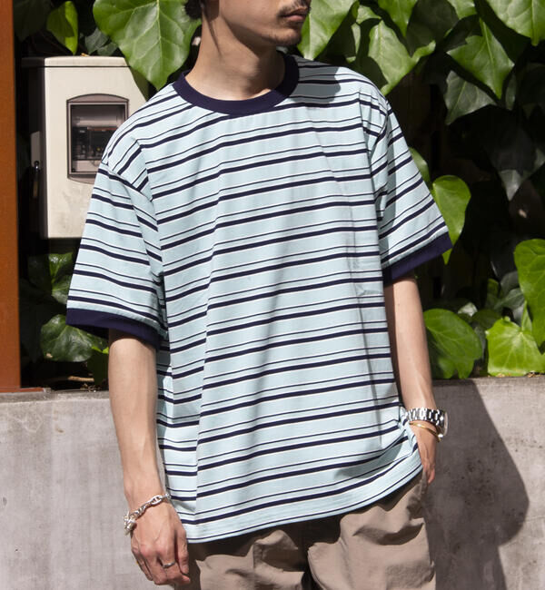 GLOSTER「【GLOSTER/グロスター】マルチボーダー リンガーTシャツ」|Tシャツ・カットソー|