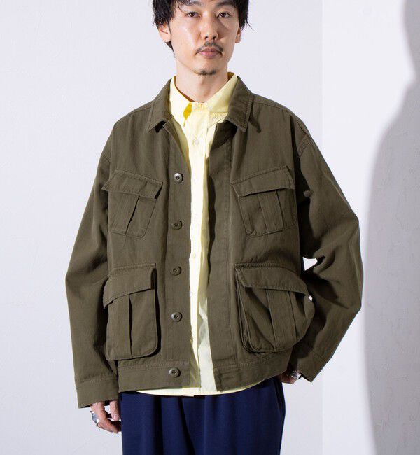 GLOSTER「【GLOSTER/グロスター】バイオウォッシュ ファティーグジャケット ミリタリーブルゾン」|ブルゾン・スタジャン|