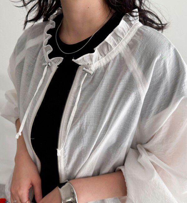 fredy emue「シアーフリルカラーZIPブルゾン」|ブルゾン・スタジャン|