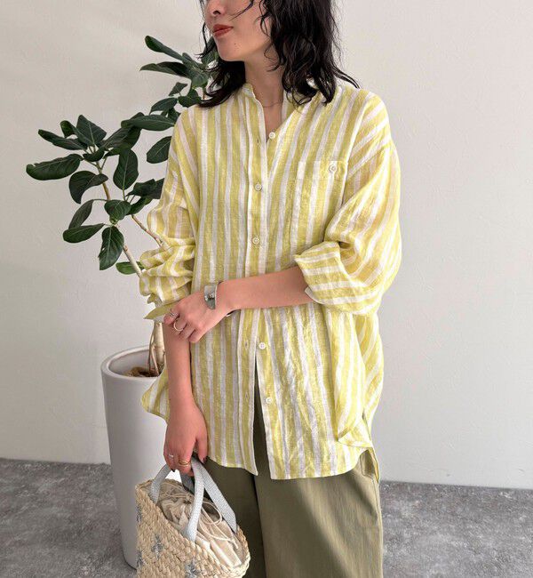 fredy emue「LINEN100バンドカラーシャツ」|シャツ・ブラウス|