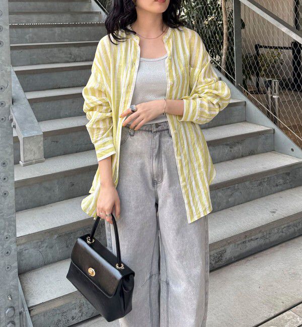 fredy emue「LINEN100バンドカラーシャツ」|シャツ・ブラウス|