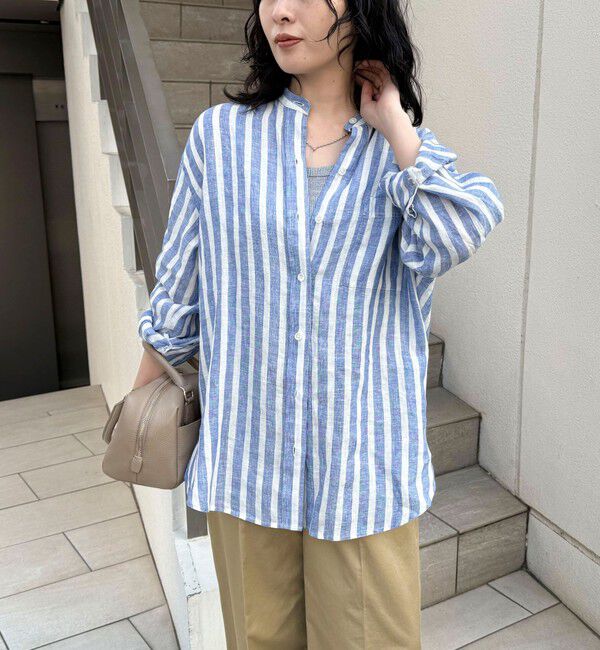 fredy emue「LINEN100バンドカラーシャツ」|シャツ・ブラウス|