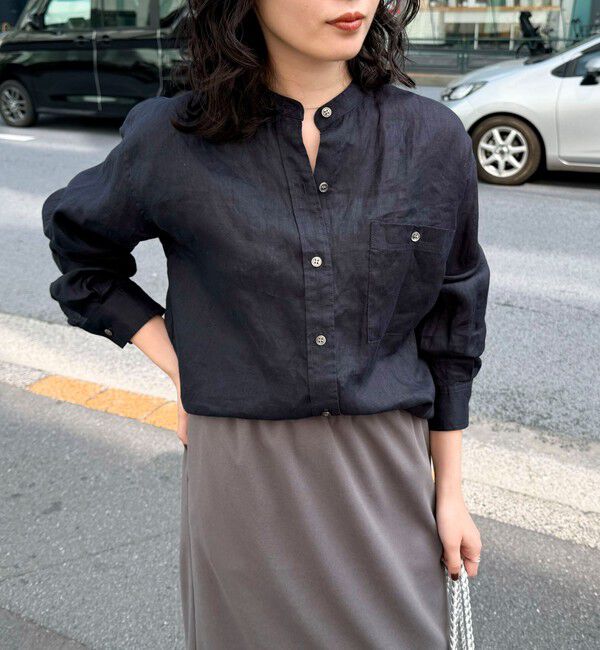 fredy emue「LINEN100バンドカラーシャツ」|シャツ・ブラウス|