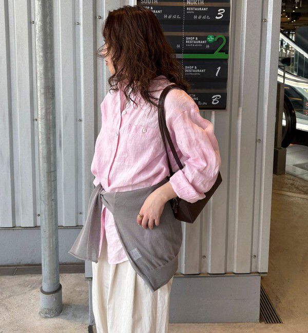 fredy emue「LINEN100バンドカラーシャツ」|シャツ・ブラウス|ベビーピンク