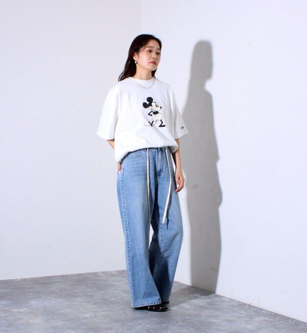 GLOSTER「【MICKEY&times;DISCUS ATHLETIC】コラボ プリント 半袖 クルーネックTシャツ」|Tシャツ・カットソー|