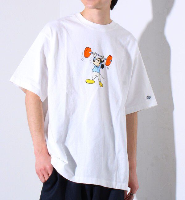 GLOSTER「【MICKEY&times;DISCUS ATHLETIC】コラボ プリント 半袖 クルーネックTシャツ」|Tシャツ・カットソー|