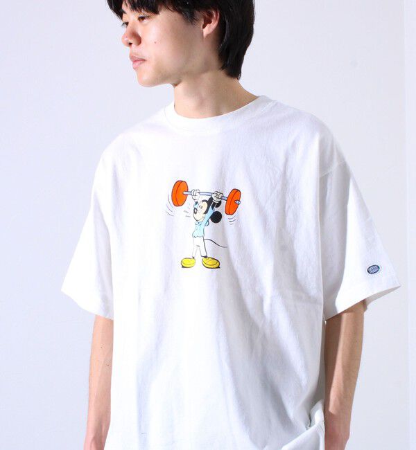GLOSTER「【MICKEY&times;DISCUS ATHLETIC】コラボ プリント 半袖 クルーネックTシャツ」|Tシャツ・カットソー|