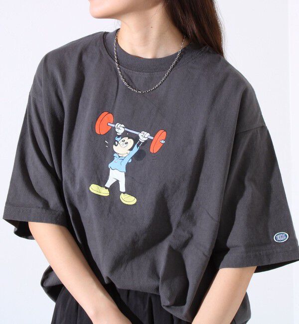 GLOSTER「【MICKEY&times;DISCUS ATHLETIC】コラボ プリント 半袖 クルーネックTシャツ」|Tシャツ・カットソー|ブラック系その他3