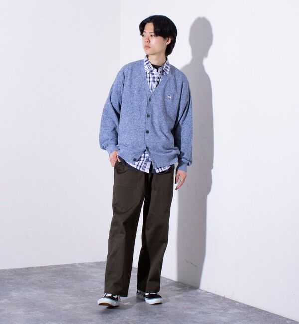 GLOSTER「【GLOSTER/グロスター】フレンチブルドッグ刺繍 リネン混 カーディガン Vネック」|カーディガン|