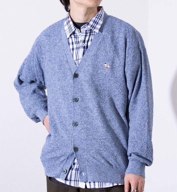 GLOSTER「【GLOSTER/グロスター】フレンチブルドッグ刺繍 リネン混 カーディガン Vネック」|カーディガン|