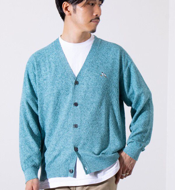 GLOSTER「【GLOSTER/グロスター】フレンチブルドッグ刺繍 リネン混 カーディガン Vネック」|カーディガン|