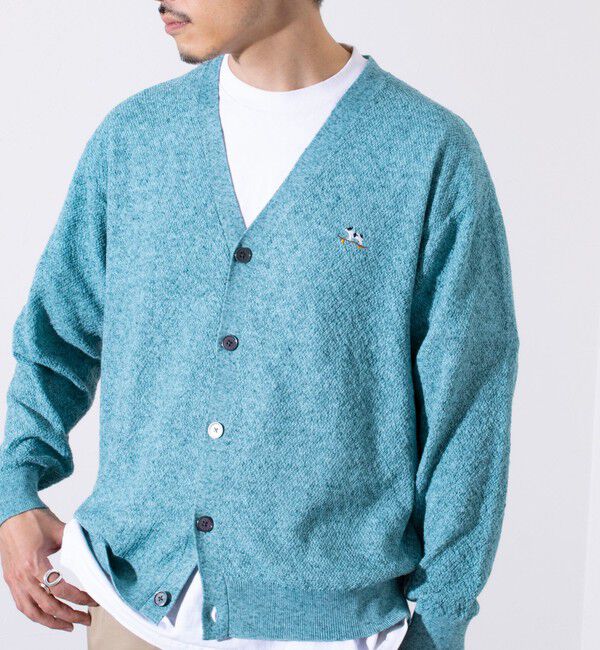 GLOSTER「【GLOSTER/グロスター】フレンチブルドッグ刺繍 リネン混 カーディガン Vネック」|カーディガン|