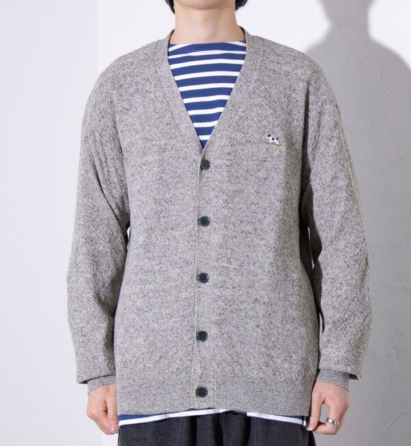 GLOSTER「【GLOSTER/グロスター】フレンチブルドッグ刺繍 リネン混 カーディガン Vネック」|カーディガン|