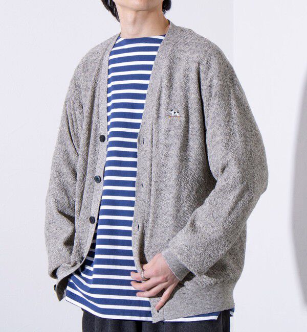 GLOSTER「【GLOSTER/グロスター】フレンチブルドッグ刺繍 リネン混 カーディガン Vネック」|カーディガン|