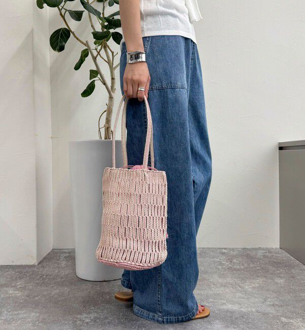 fredy emue「【The Bagmati】バイカラーメッシュ編み筒トートバッグ」|かごバッグ|