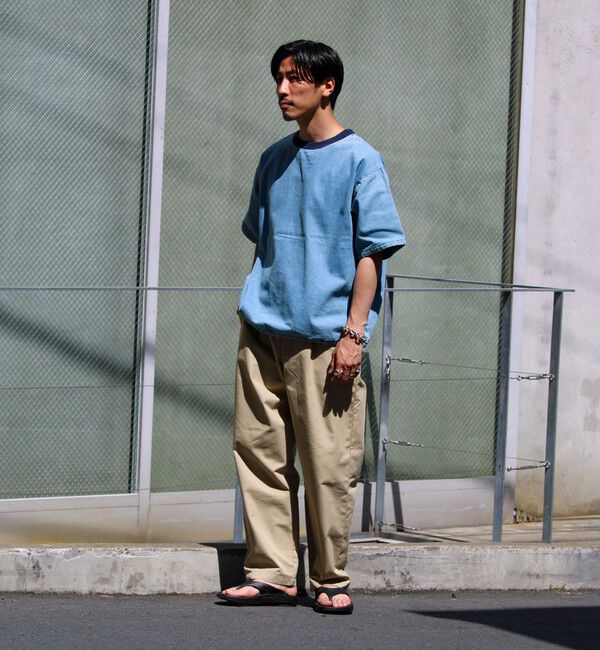 GLOSTER「【GLOSTER/グロスター】デニムライクカットソー クルーネックTシャツ ドローコード付き」|Tシャツ・カットソー|