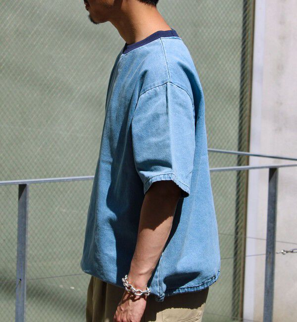 GLOSTER「【GLOSTER/グロスター】デニムライクカットソー クルーネックTシャツ ドローコード付き」|Tシャツ・カットソー|