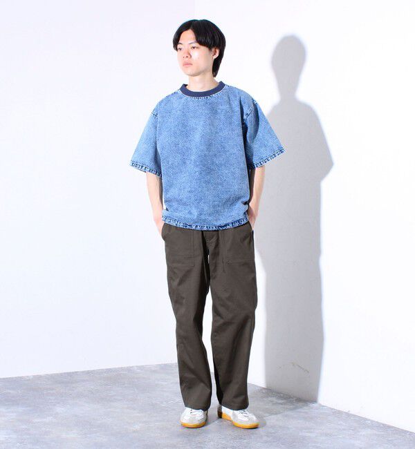 GLOSTER「【GLOSTER/グロスター】デニムライクカットソー クルーネックTシャツ ドローコード付き」|Tシャツ・カットソー|