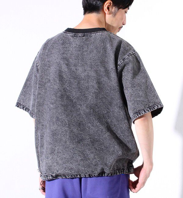 GLOSTER「【GLOSTER/グロスター】デニムライクカットソー クルーネックTシャツ ドローコード付き」|Tシャツ・カットソー|