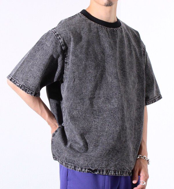 GLOSTER「【GLOSTER/グロスター】デニムライクカットソー クルーネックTシャツ ドローコード付き」|Tシャツ・カットソー|