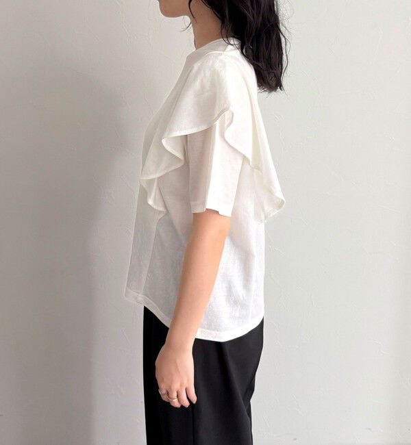 fredy emue「ラッフルショルダー半袖Tシャツ」|Tシャツ・カットソー|