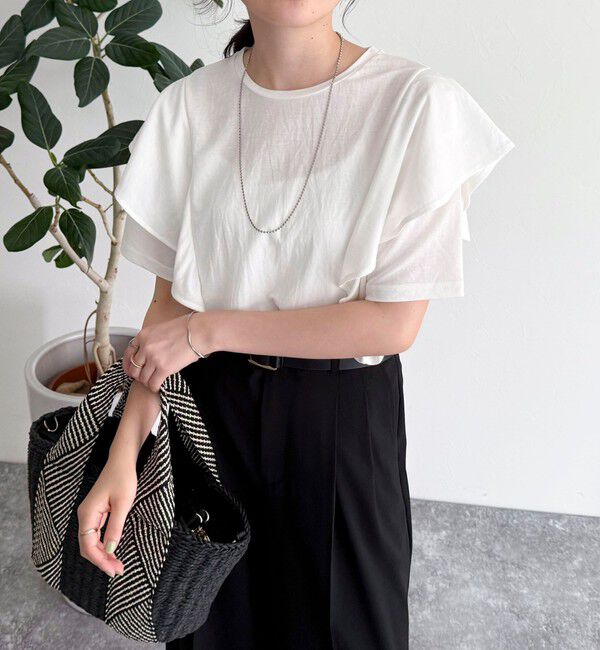 fredy emue「ラッフルショルダー半袖Tシャツ」|Tシャツ・カットソー|