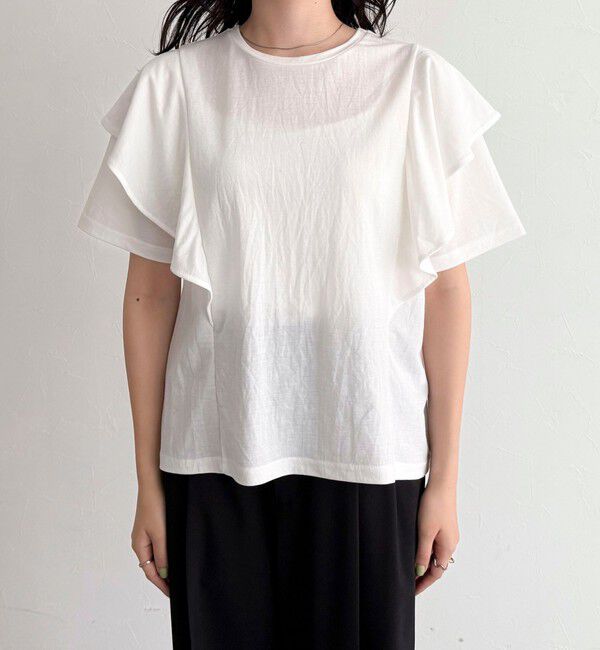 fredy emue「ラッフルショルダー半袖Tシャツ」|Tシャツ・カットソー|