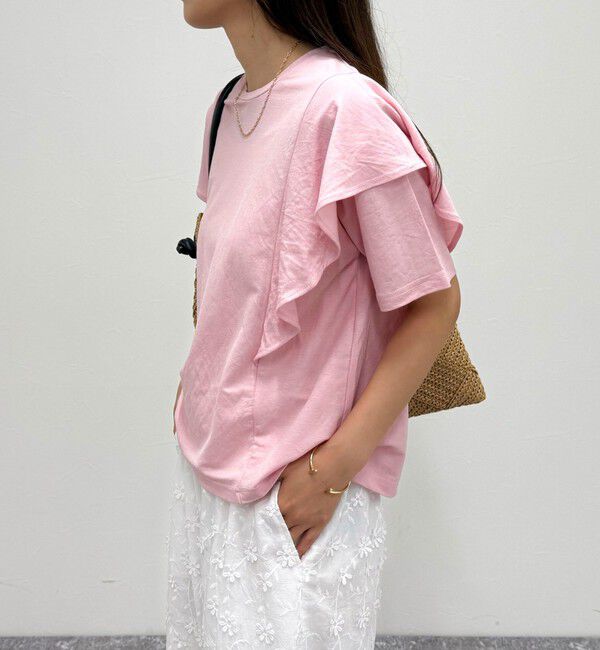 fredy emue「ラッフルショルダー半袖Tシャツ」|Tシャツ・カットソー|ピンク