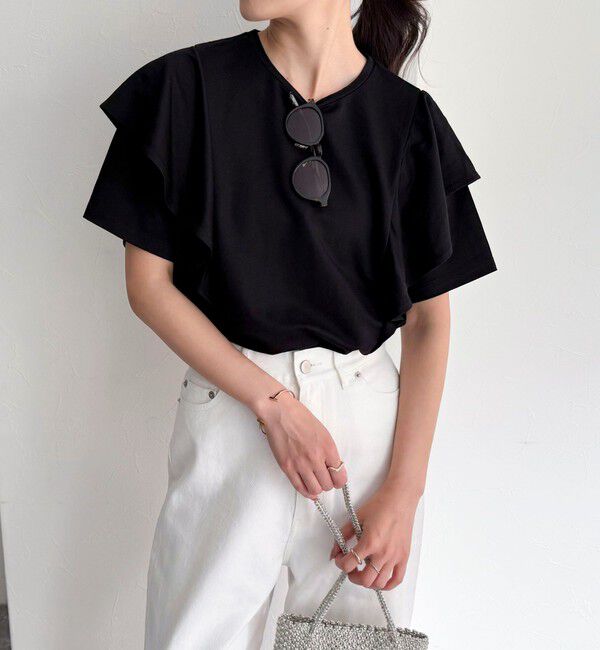 fredy emue「ラッフルショルダー半袖Tシャツ」|Tシャツ・カットソー|