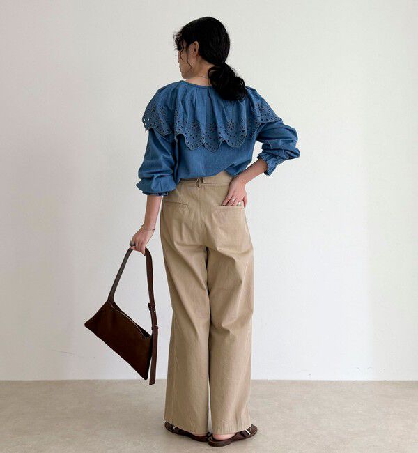 fredy emue「エンブロイダリーケープカラーデニムブラウス」|シャツ・ブラウス|
