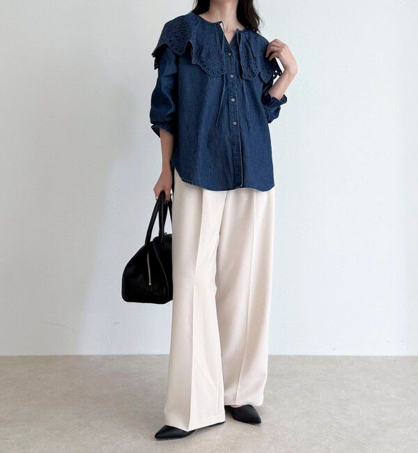 fredy emue「エンブロイダリーケープカラーデニムブラウス」|シャツ・ブラウス|