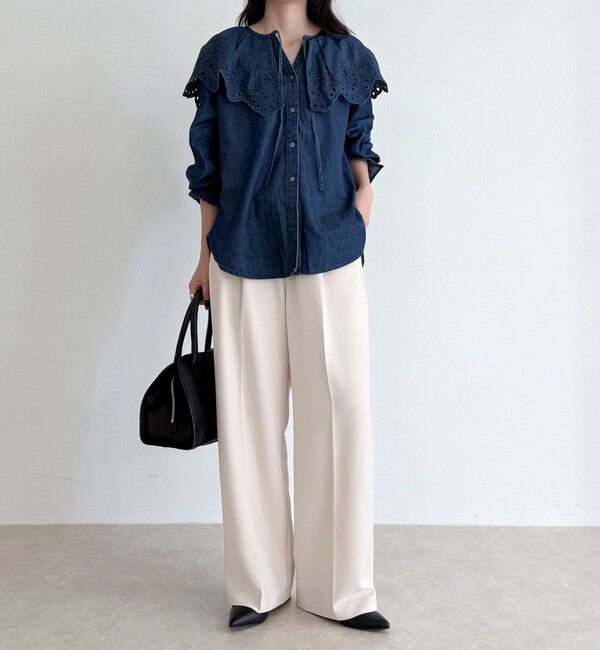 fredy emue「エンブロイダリーケープカラーデニムブラウス」|シャツ・ブラウス|
