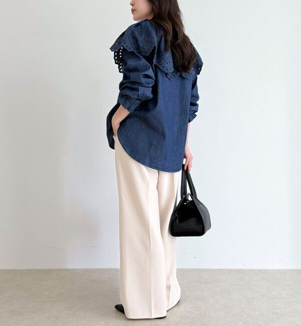 fredy emue「エンブロイダリーケープカラーデニムブラウス」|シャツ・ブラウス|