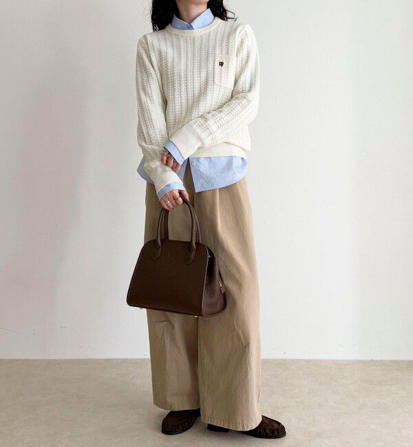 fredy emue「FR刺繍ケーブル柄ちびポケニットプルオーバー」|ニット・セーター|