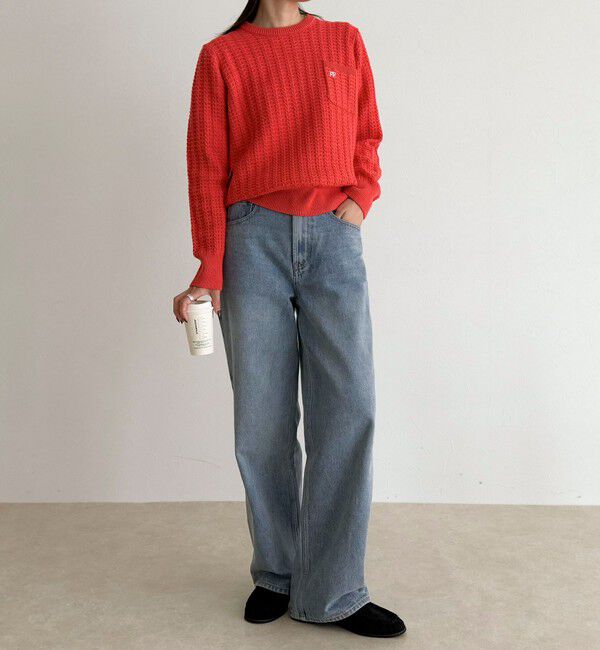 fredy emue「FR刺繍ケーブル柄ちびポケニットプルオーバー」|ニット・セーター|