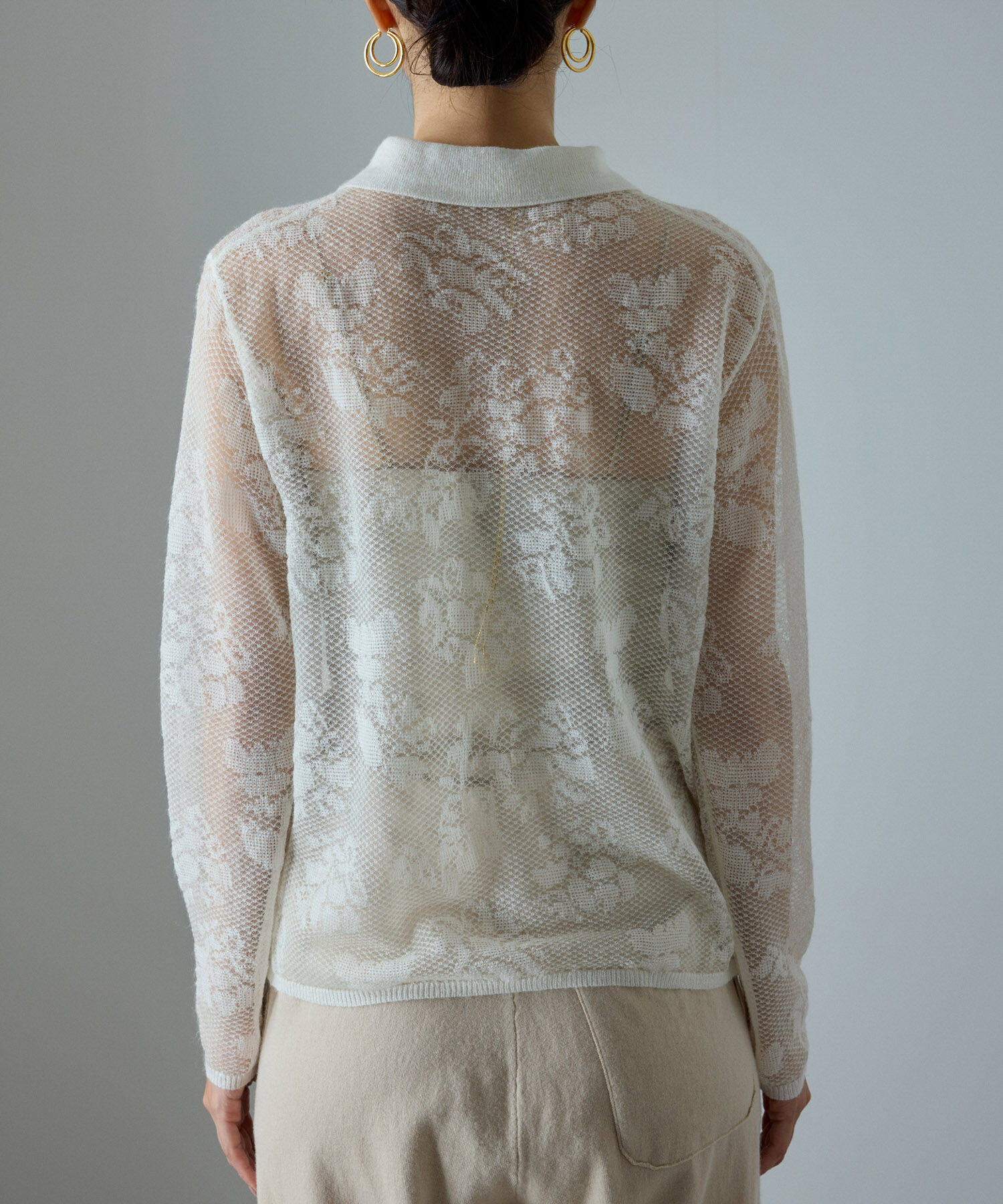 SALON adam et rope'「モヘヤレース衿付きカーディガン」|カーディガン|