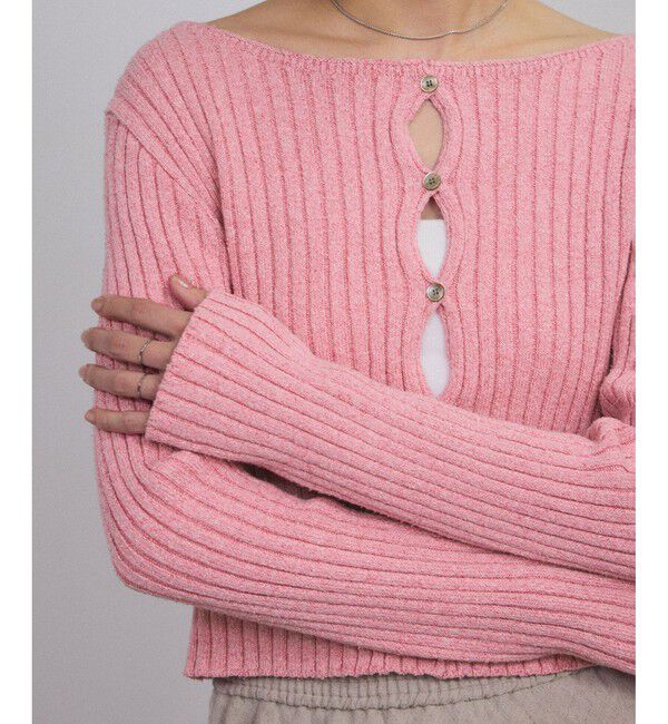 SALON adam et rope'「ローシルクリブニット2WAYカーディガン」|カーディガン|ピンク系サブ