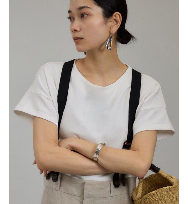 SALON adam et rope'「【WEB限定】フレンチスリーブポンチTシャツ［太ボーダー/無地］」|Tシャツ・カットソー|オフホワイト(15)