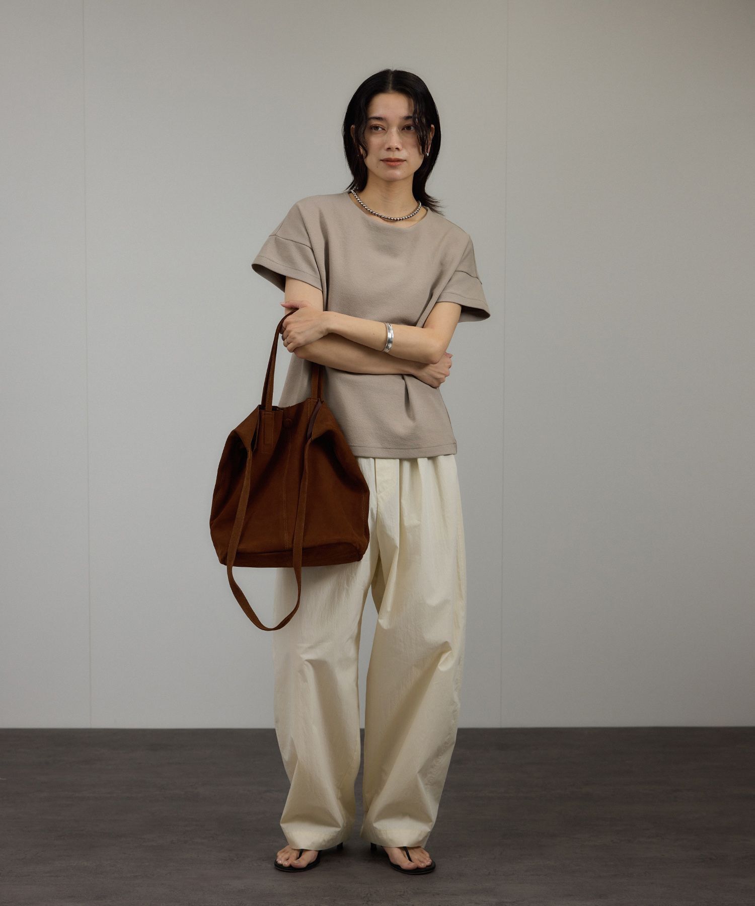 SALON adam et rope'「【WEB限定】フレンチスリーブポンチTシャツ［太ボーダー/無地］」|Tシャツ・カットソー|