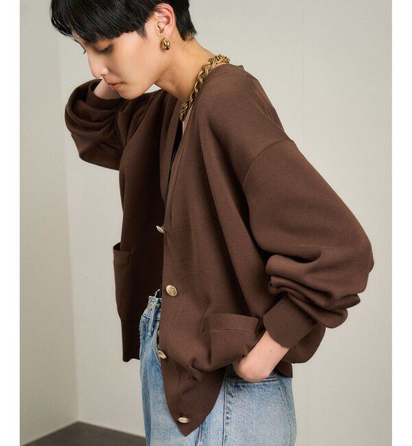 WEB限定】メタルボタンスウェットライクラインカーディガン 2［新色