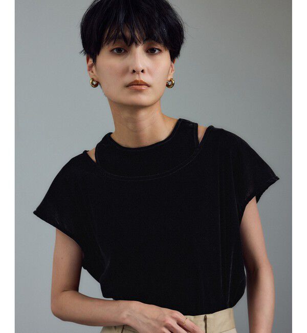SALON adam et rope'「【WEB限定】マルチウェイベロアタッチレイヤードプルオーバー」|Tシャツ・カットソー|ブラック(01)