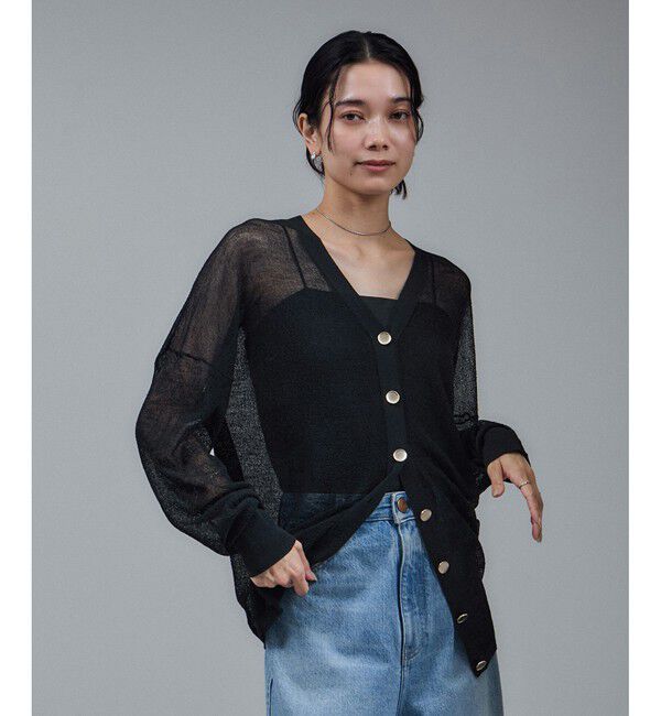 SALON adam et rope'「ウール混シアークレープVネックカーディガン」|カーディガン|