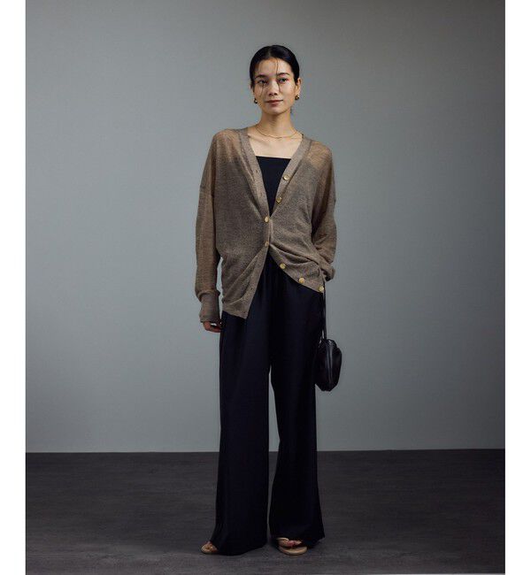 SALON adam et rope'「ウール混シアークレープVネックカーディガン」|カーディガン|